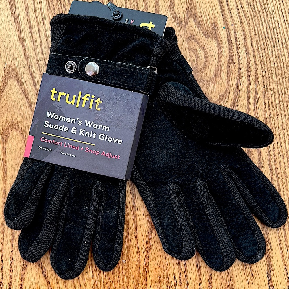 Tru/fit suede and knit gloves